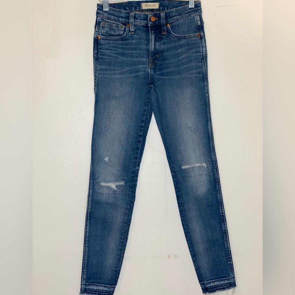 Madewell 9” High Rise Skinny Jeans Distressed Released Hem Womens Size 25